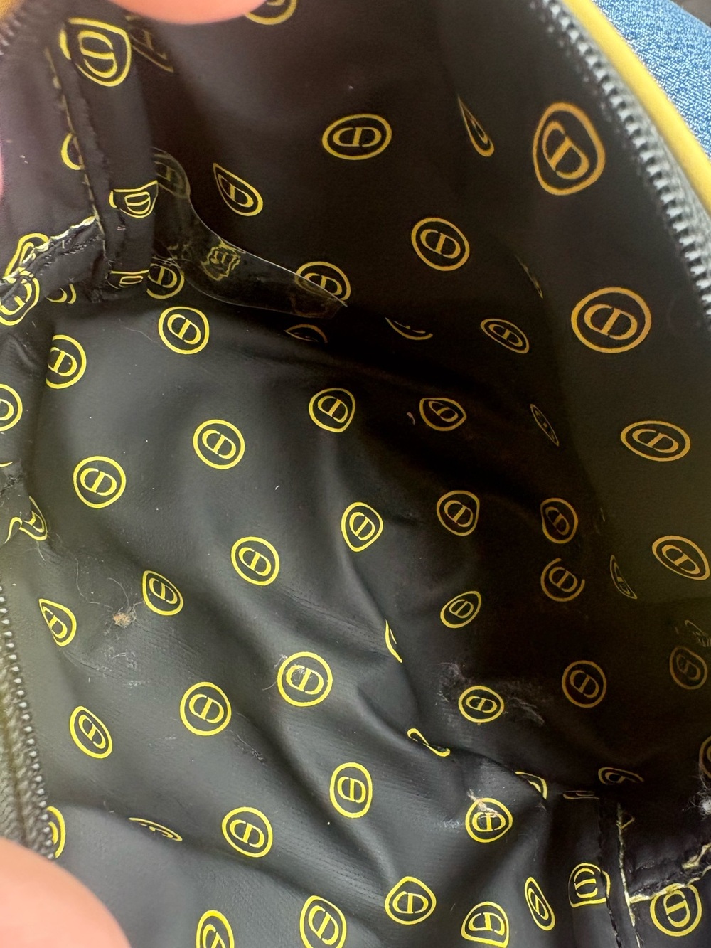 Dior Yellow Embossed Logo Cosmetic Pouch - Picture 6 of 8